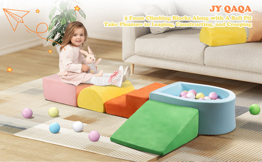 Walsunny Soft Foam Climbing Toys for Toddlers Indoor Blocks Play Equipment with Ball Pits (Balls Not Included) - for Climbing, Sliding & Building