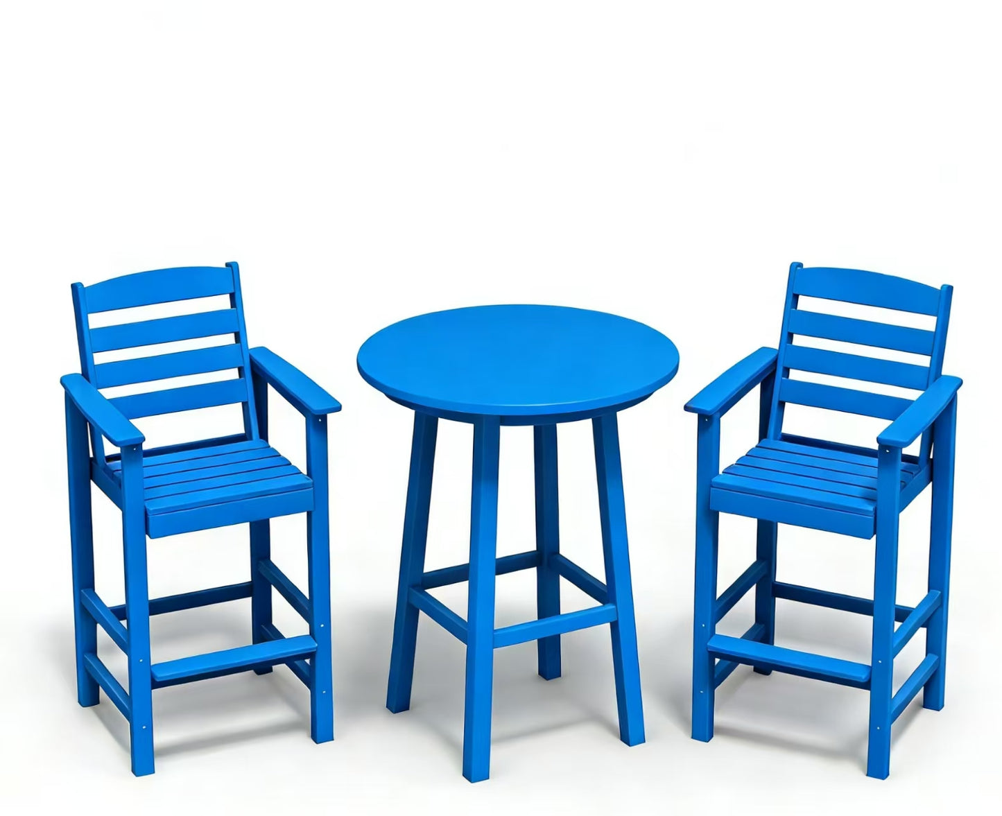 Walsunny Polywood Outdoor Bar Furniture Set,HDPE Tall Adirondack Chairs Set of 3,All Weather Bar Stool Set for Patio Balcony,Poolside, Garden,Black