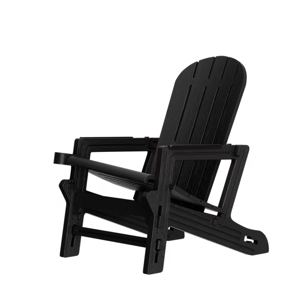 Walsunny Folding HDPE Adirondack Chair, All-Weather Outdoor Fir Pit Chairs with Dual Cup Holders for Outdoor Patio Garden Backyard,Black