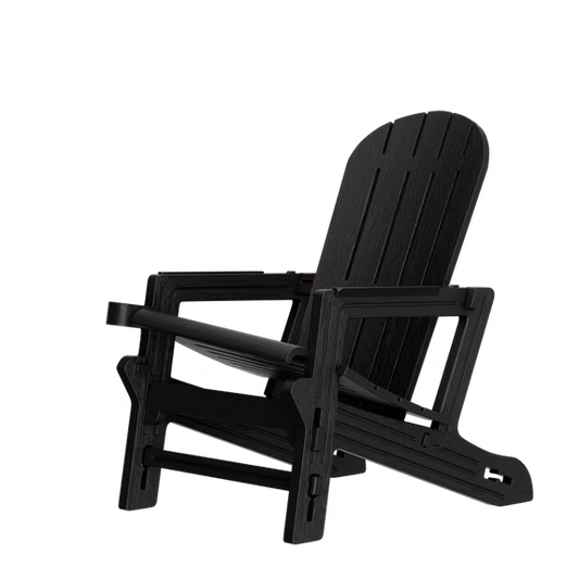 Walsunny Folding HDPE Adirondack Chair, All-Weather Outdoor Fir Pit Chairs with Dual Cup Holders for Outdoor Patio Garden Backyard,Black