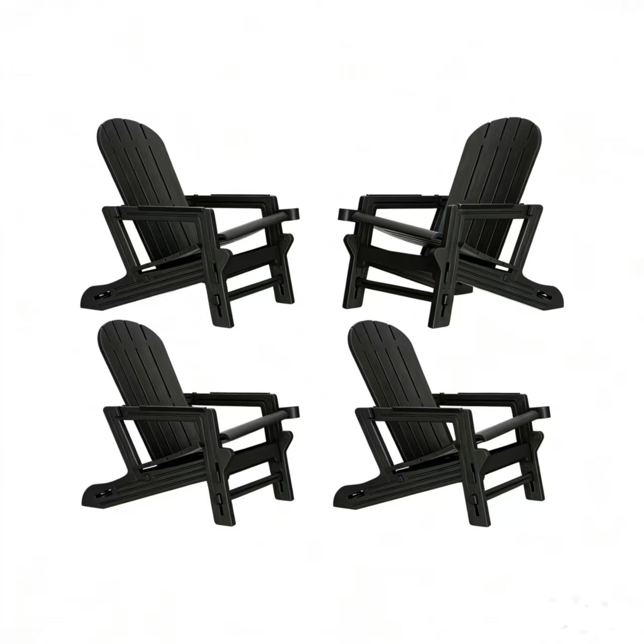 Walsunny Folding HDPE Adirondack Chair, All-Weather Outdoor Fir Pit Chairs with Dual Cup Holders for Outdoor Patio Garden Backyard,Black
