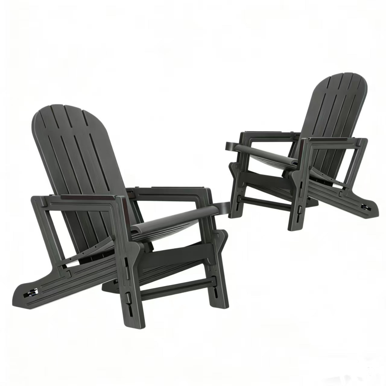 Walsunny Folding HDPE Adirondack Chair, All-Weather Outdoor Fir Pit Chairs with Dual Cup Holders for Outdoor Patio Garden Backyard,Black