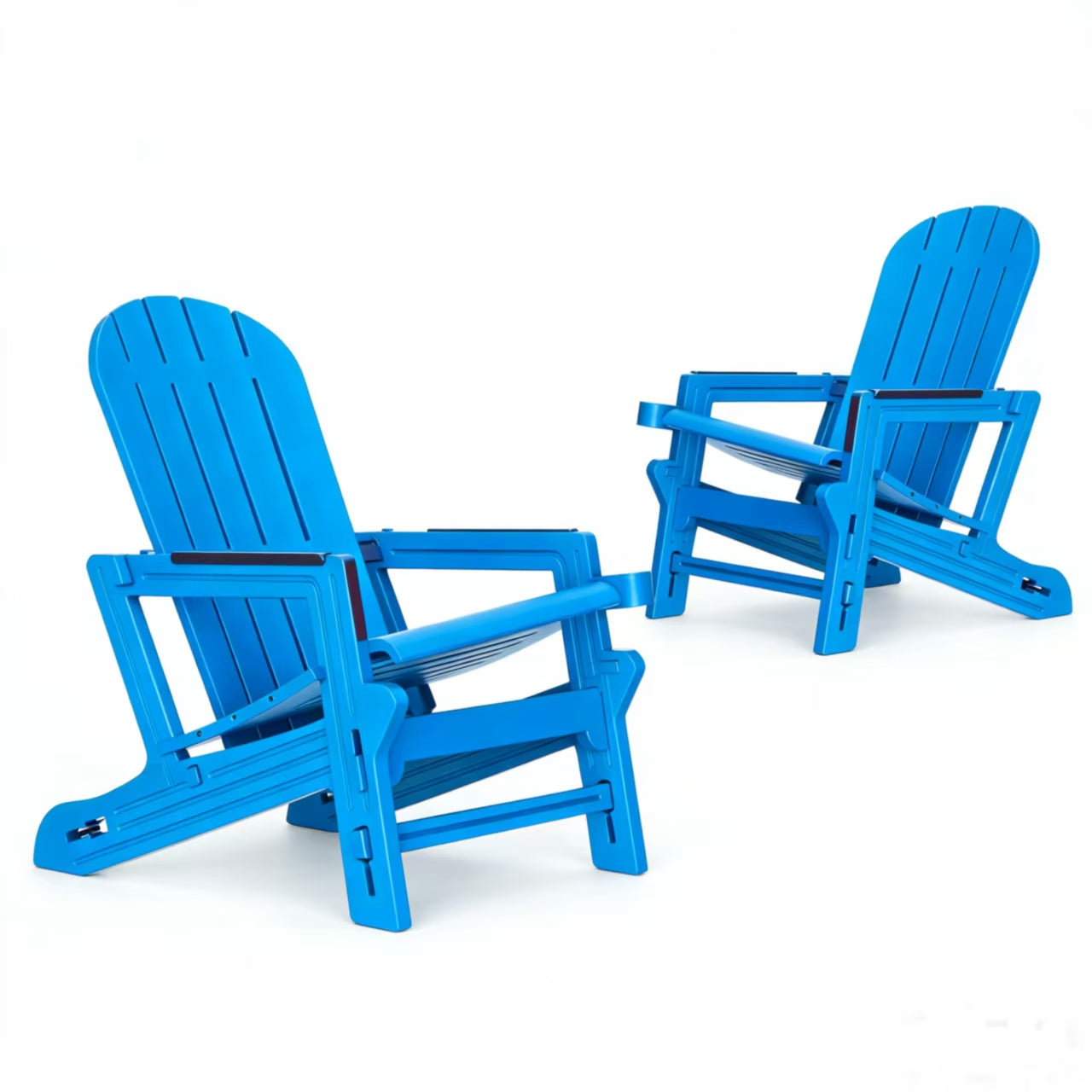 Walsunny Folding HDPE Adirondack Chair, All-Weather Outdoor Fir Pit Chairs with Dual Cup Holders for Outdoor Patio Garden Backyard,Black
