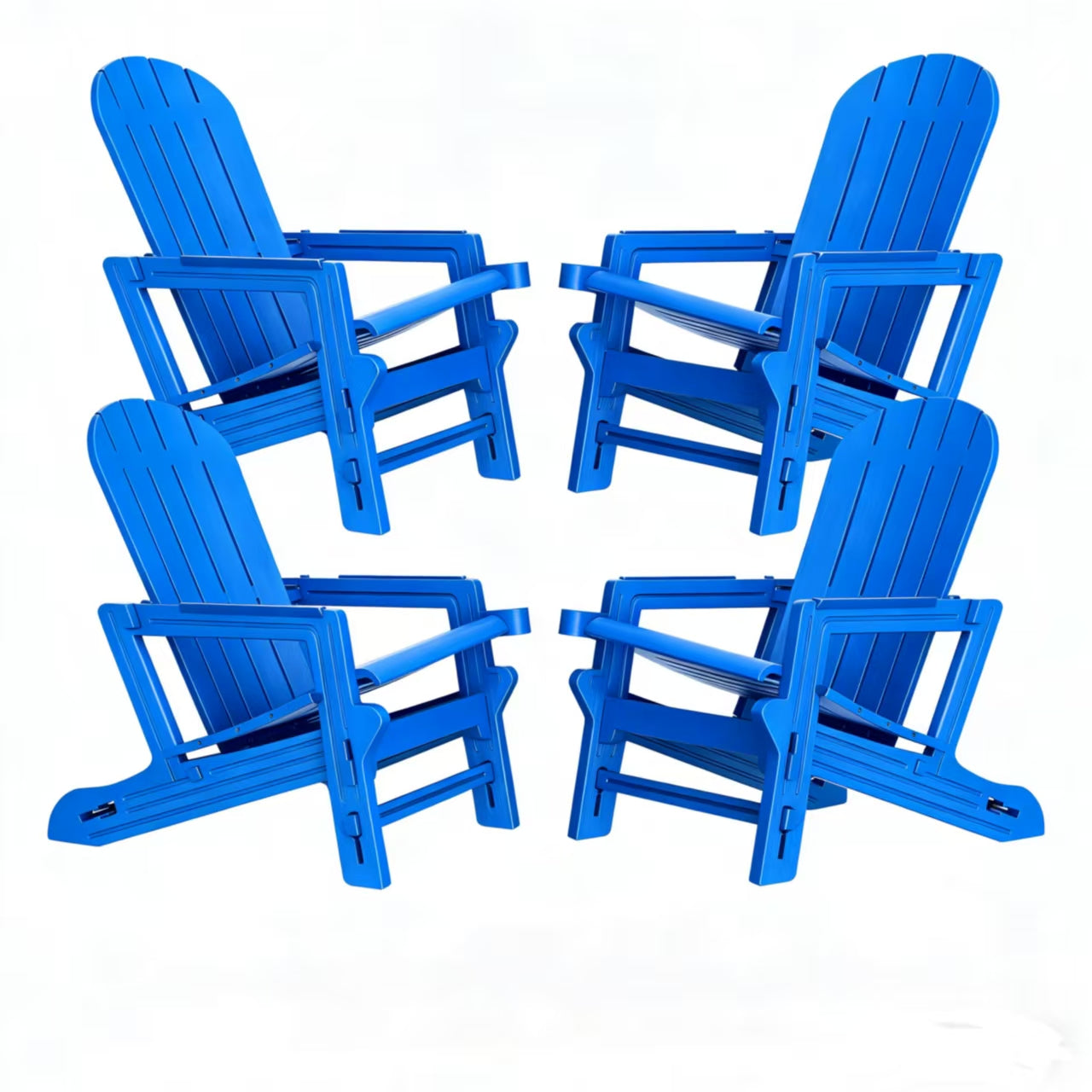 Walsunny Folding HDPE Adirondack Chair, All-Weather Outdoor Fir Pit Chairs with Dual Cup Holders for Outdoor Patio Garden Backyard,Black