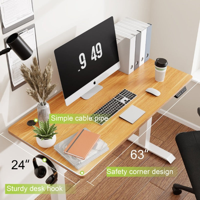 Walsunny White Electric Height Adjustable Standing Desk#color_walnut