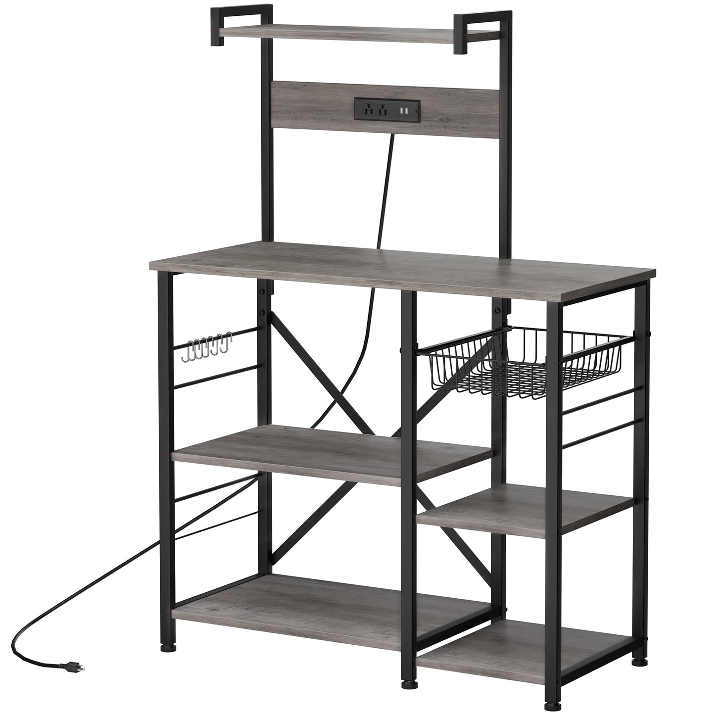 WALSUNNY Kitchen Baking Rack with Outle, Freestanding Kitchen Storage Rack Organizer