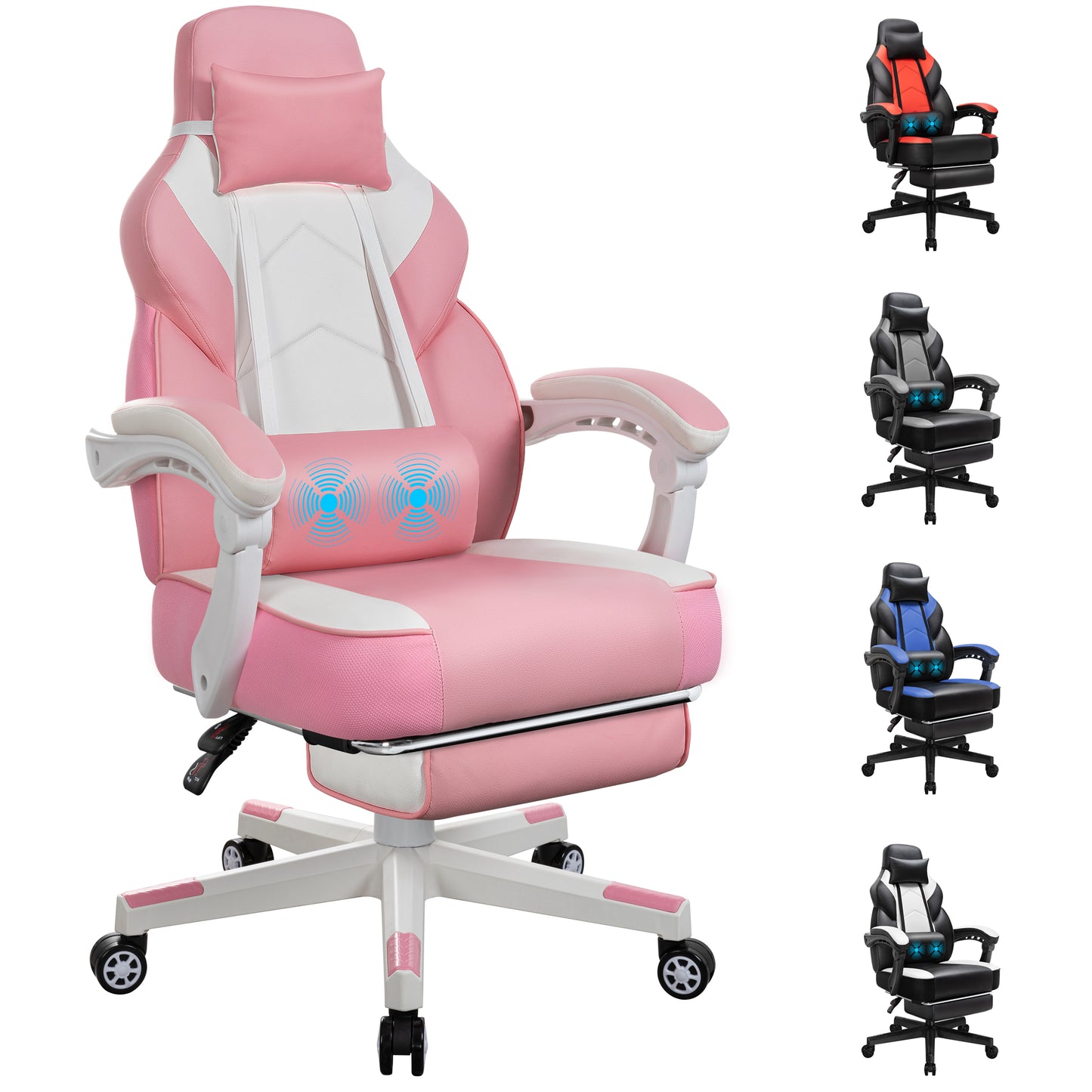 Walsunny Ergonomic Gaming Chair, Reclining Computer Gamer Chair with Footrest and Massage Lumbar, Swivel Racing Style Office Chair