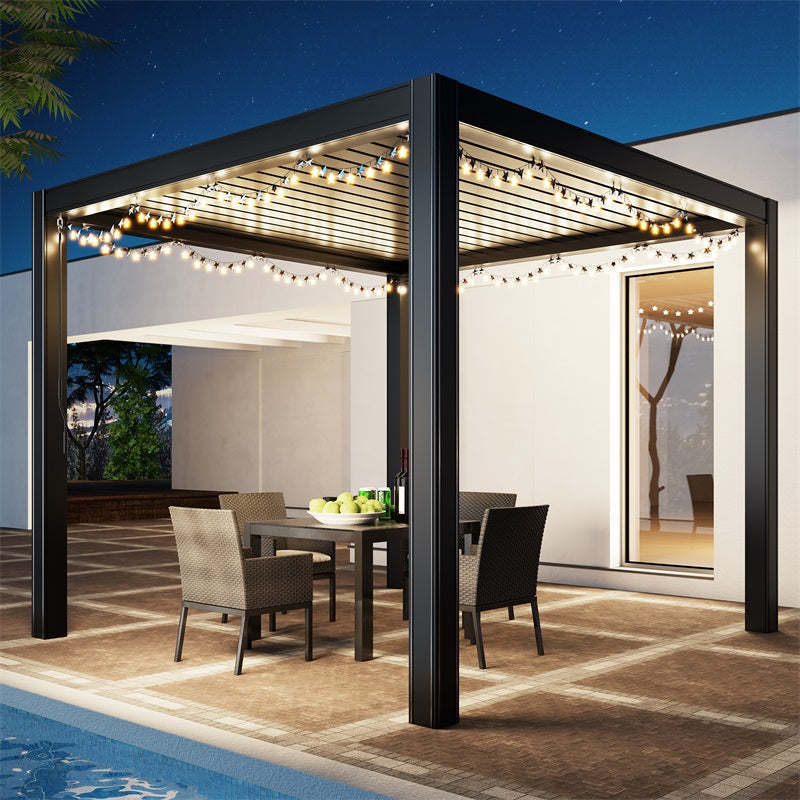 Walsunny Patio Backyard Aluminum Pergola Gazebo, 10 X 10 FT#color_dark-grey