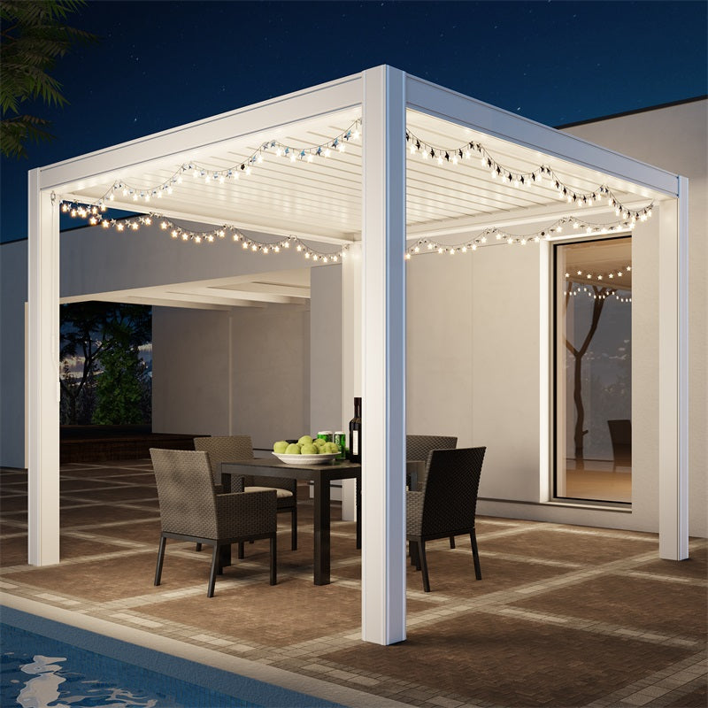 Walsunny Patio Backyard Aluminum Pergola Gazebo, 10 X 10 FT#color_white