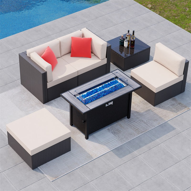 Walsunny 45" Propane Fire Pit Table 50,000 BTU Steel Gas Fire Pit