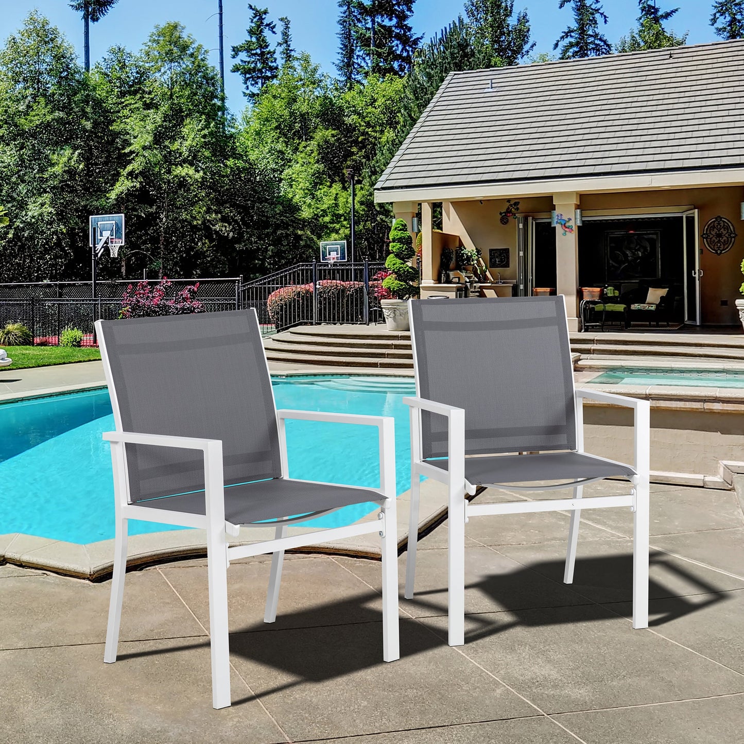 Walsunny Patio Furniture 2 Pieces Outdoor Texilene Chair Sets