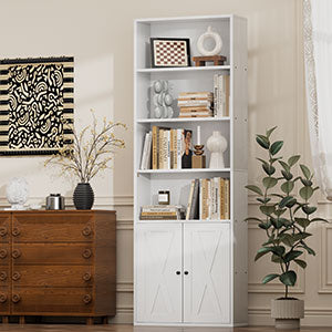 Walsunny Bookshelf Bookcase with Doors