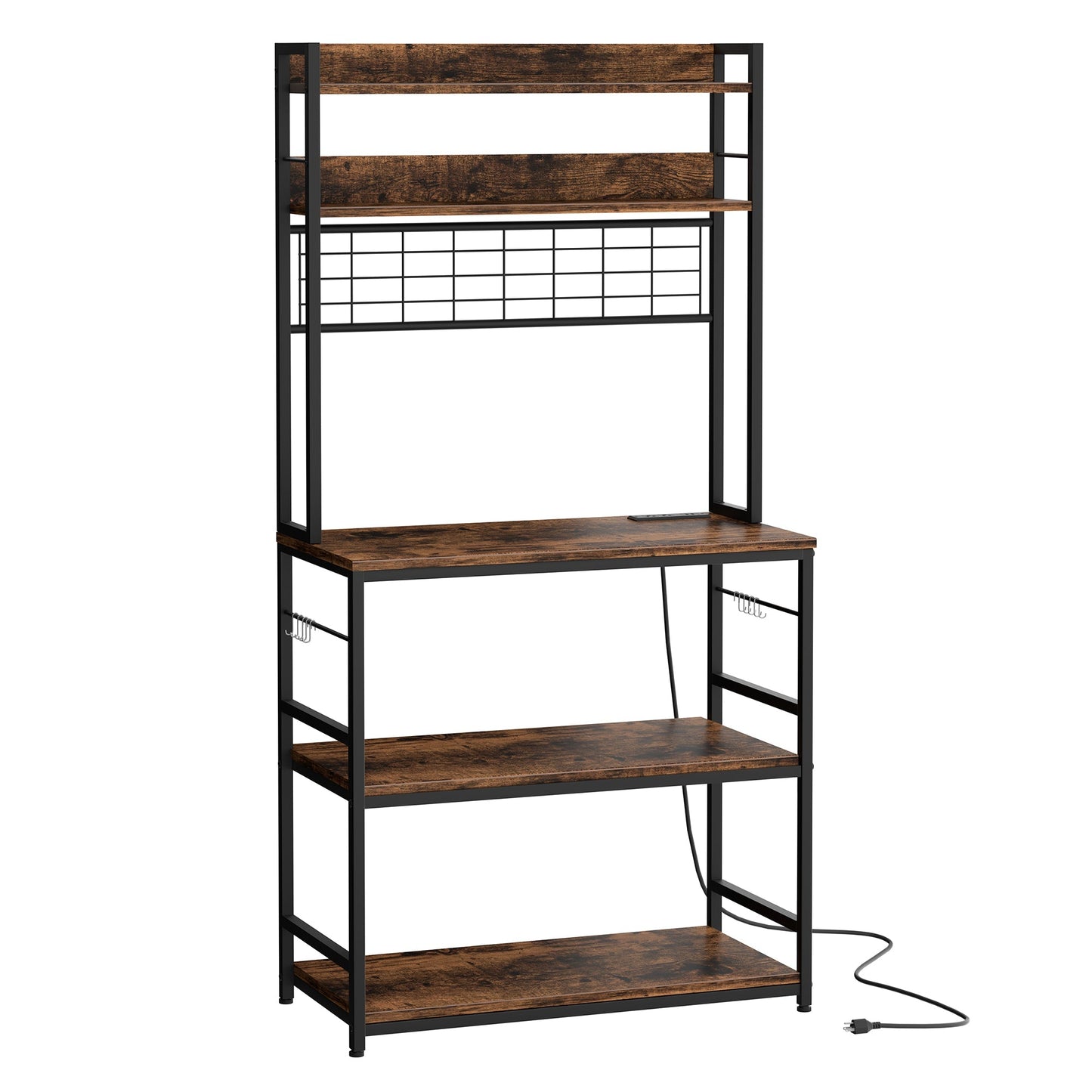 Walsunny Kitchen Bakers Rack with Power Outlet, Coffee Bar Table 3Tiers （Clearance）