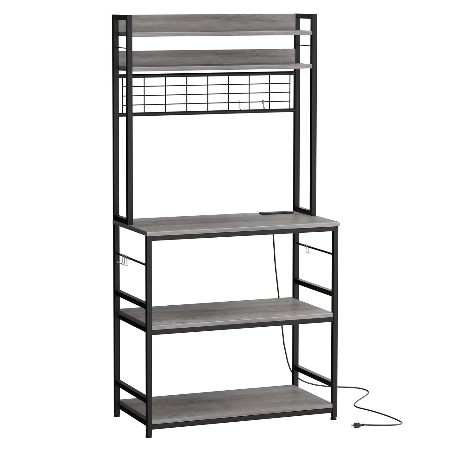 Walsunny Kitchen Bakers Rack with Power Outlet, Coffee Bar Table 3Tiers （Clearance）