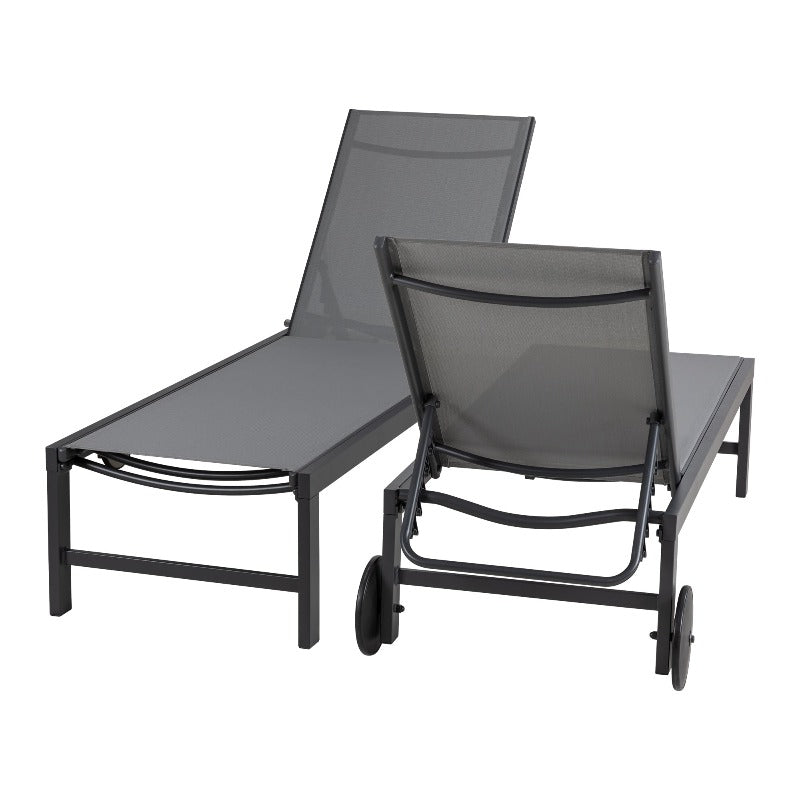 Walsunny Patio Furniture 2 Pieces Outdoor Lounge Chairs With Wheels#color_light-grey