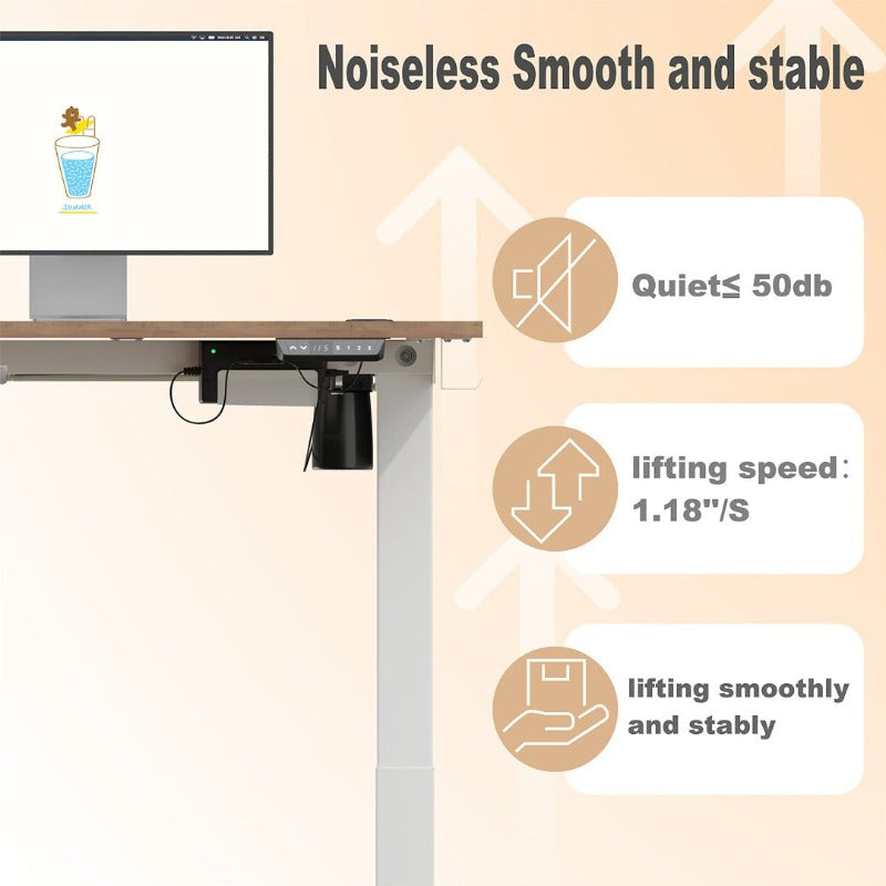 Walsunny White Electric Height Adjustable Standing Desk#color_walnut