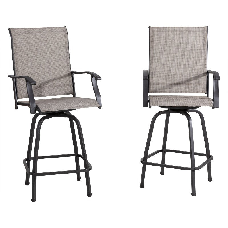 Walsunny Patio Furniture Outdoor All-Weather Texilene Swivel High Bar Stools Set