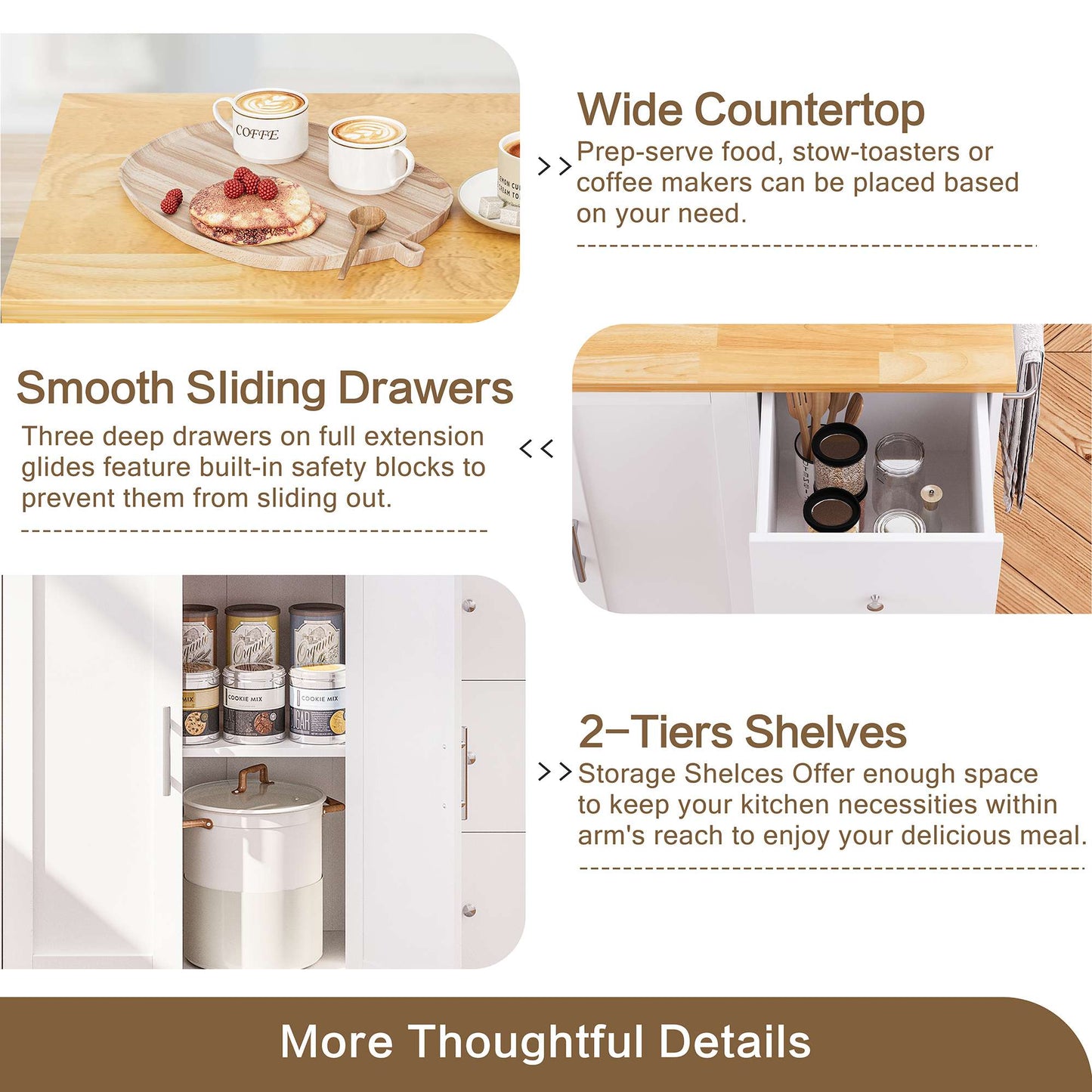 Walsunny Kitchen Island on Wheels with Storage Cabinet & Foldable Drop Leaf, 39.7" Width Rolling Kitchen Table