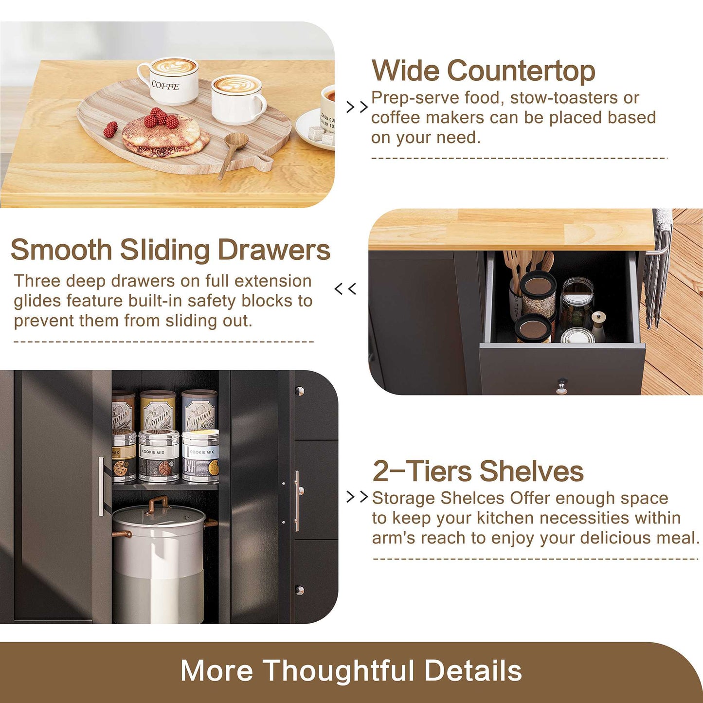 Walsunny Kitchen Island on Wheels with Storage Cabinet & Foldable Drop Leaf, 39.7" Width Rolling Kitchen Table