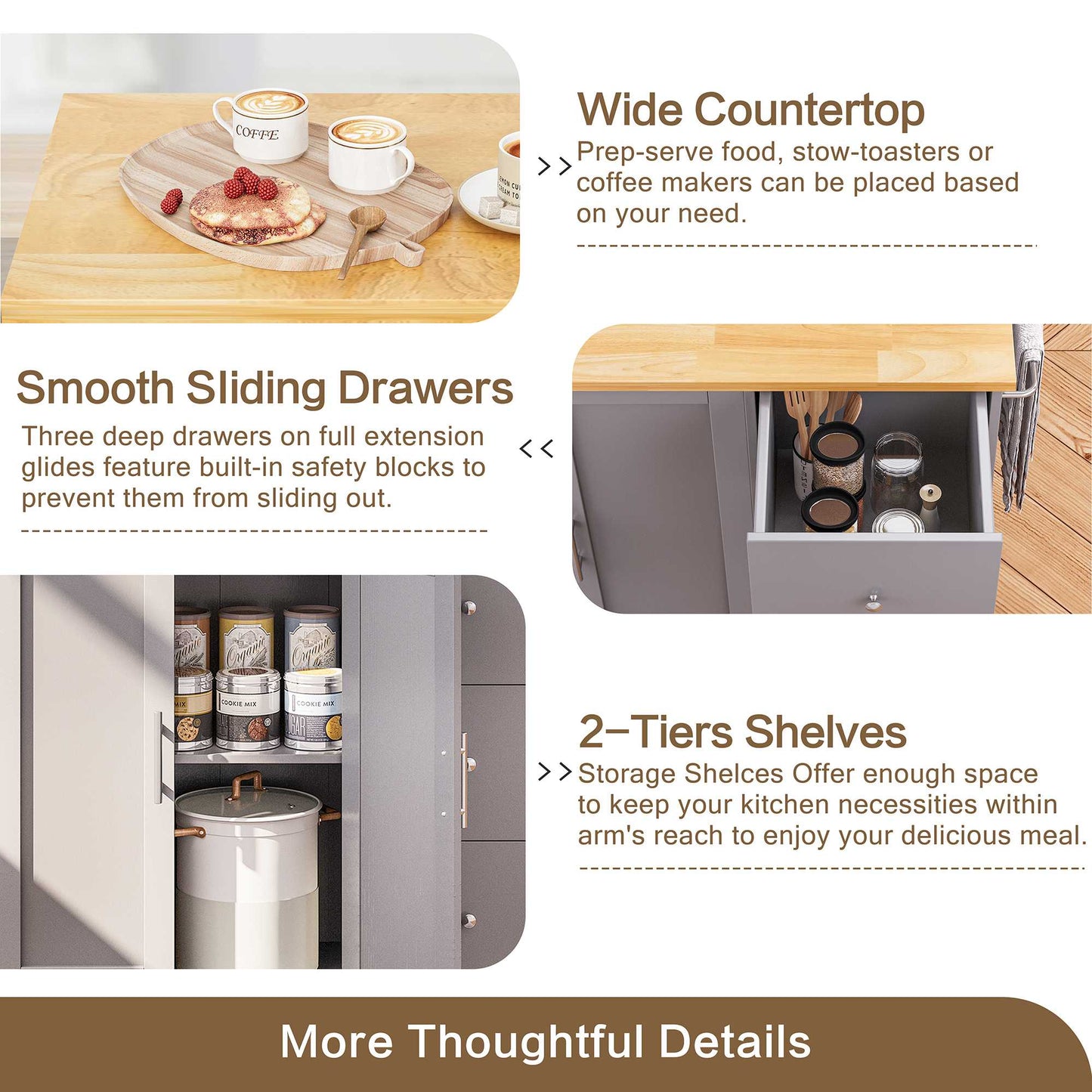 Walsunny Kitchen Island on Wheels with Storage Cabinet & Foldable Drop Leaf, 39.7" Width Rolling Kitchen Table