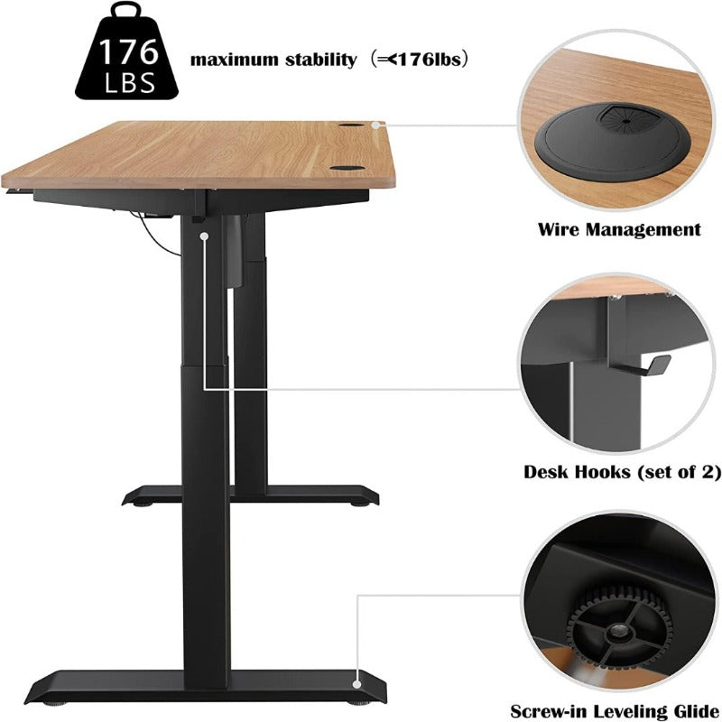 Walsunny Black Electric Office Ergonomic Desk#color_walnut