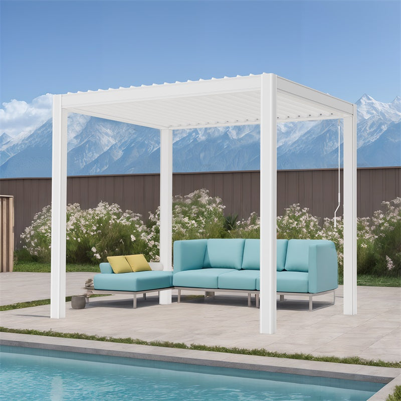 Walsunny Patio Backyard Aluminum Pergola Gazebo, 10 X 10 FT#color_white