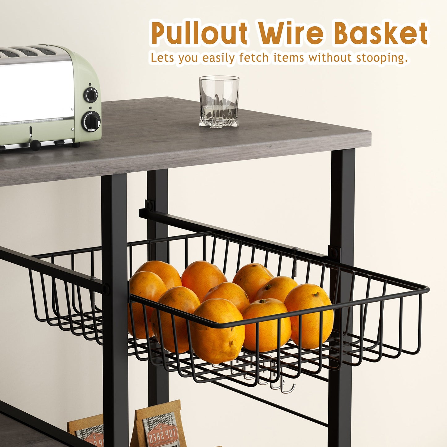 WALSUNNY Kitchen Bakers Rack , Coffee Bar Table 4Tiers