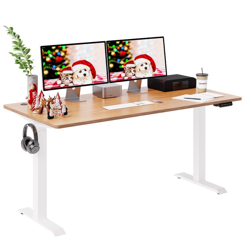 Walsunny White Electric Height Adjustable Standing Desk#color_walnut