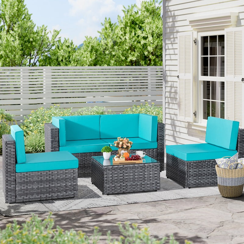 Walsunny Patio Furniture 5 Pieces Outdoor Sectional Sofas