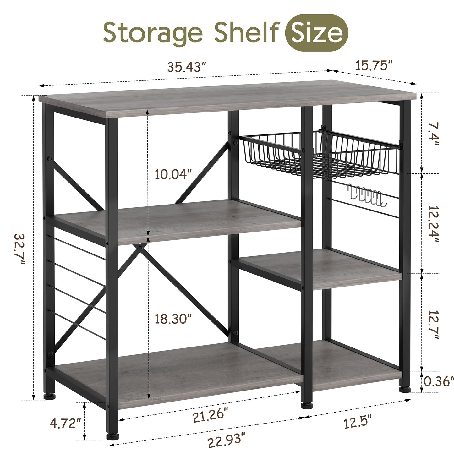 WALSUNNY Kitchen Bakers Rack , Coffee Bar Table 4Tiers