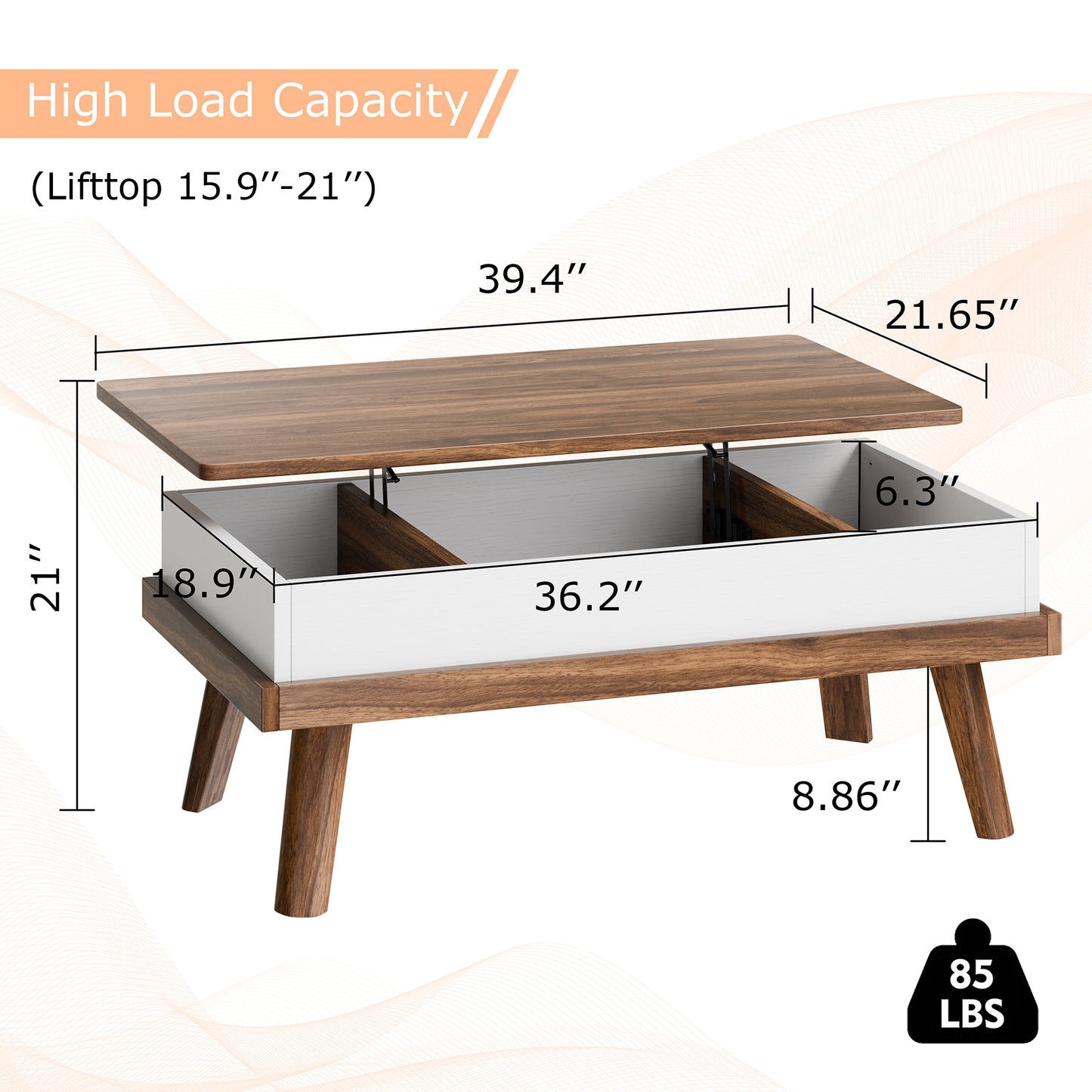 Walsunny Lift Top Wood Coffee Table
