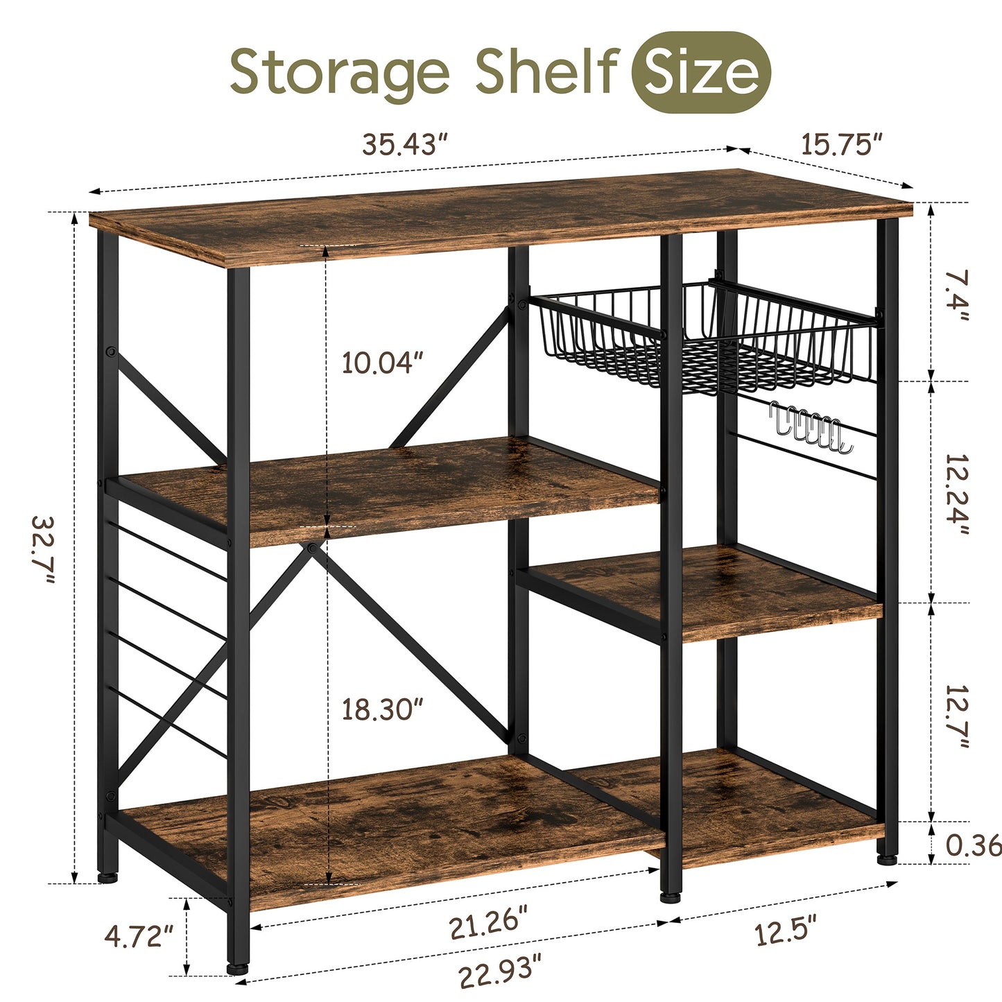 WALSUNNY Kitchen Bakers Rack , Coffee Bar Table 4Tiers