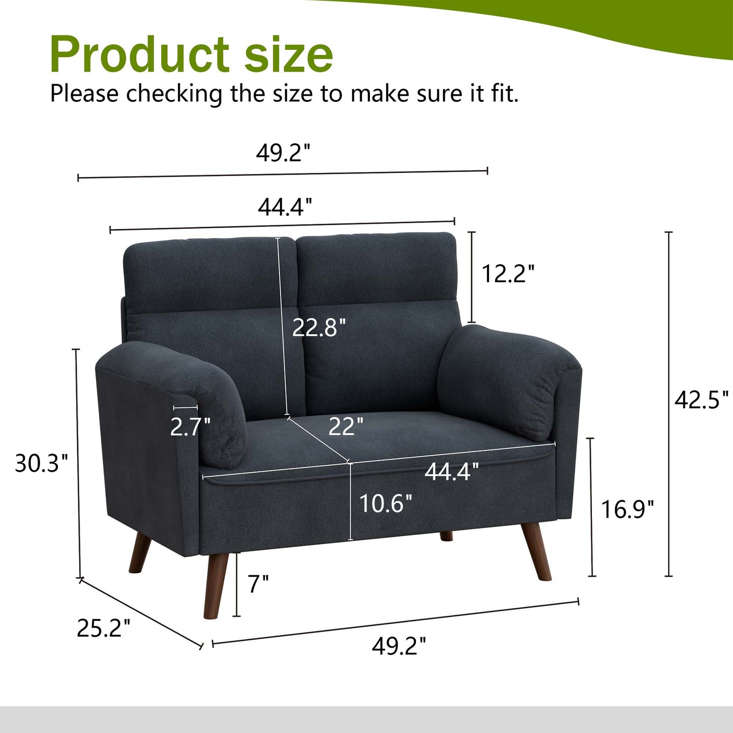 Walsunny 2-Seat Small Modern Love Seat Sofa