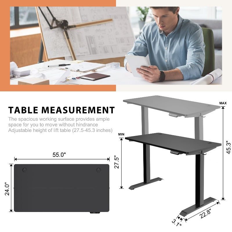 Walsunny Black Electric Office Ergonomic Desk#color_black