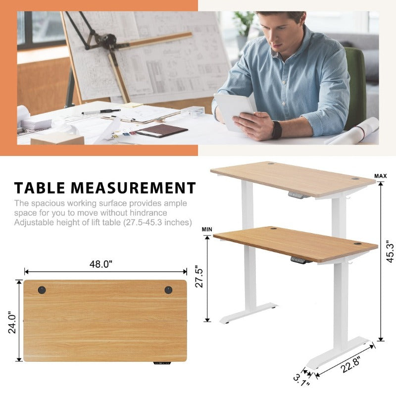 Walsunny White Electric Height Adjustable Standing Desk#color_walnut