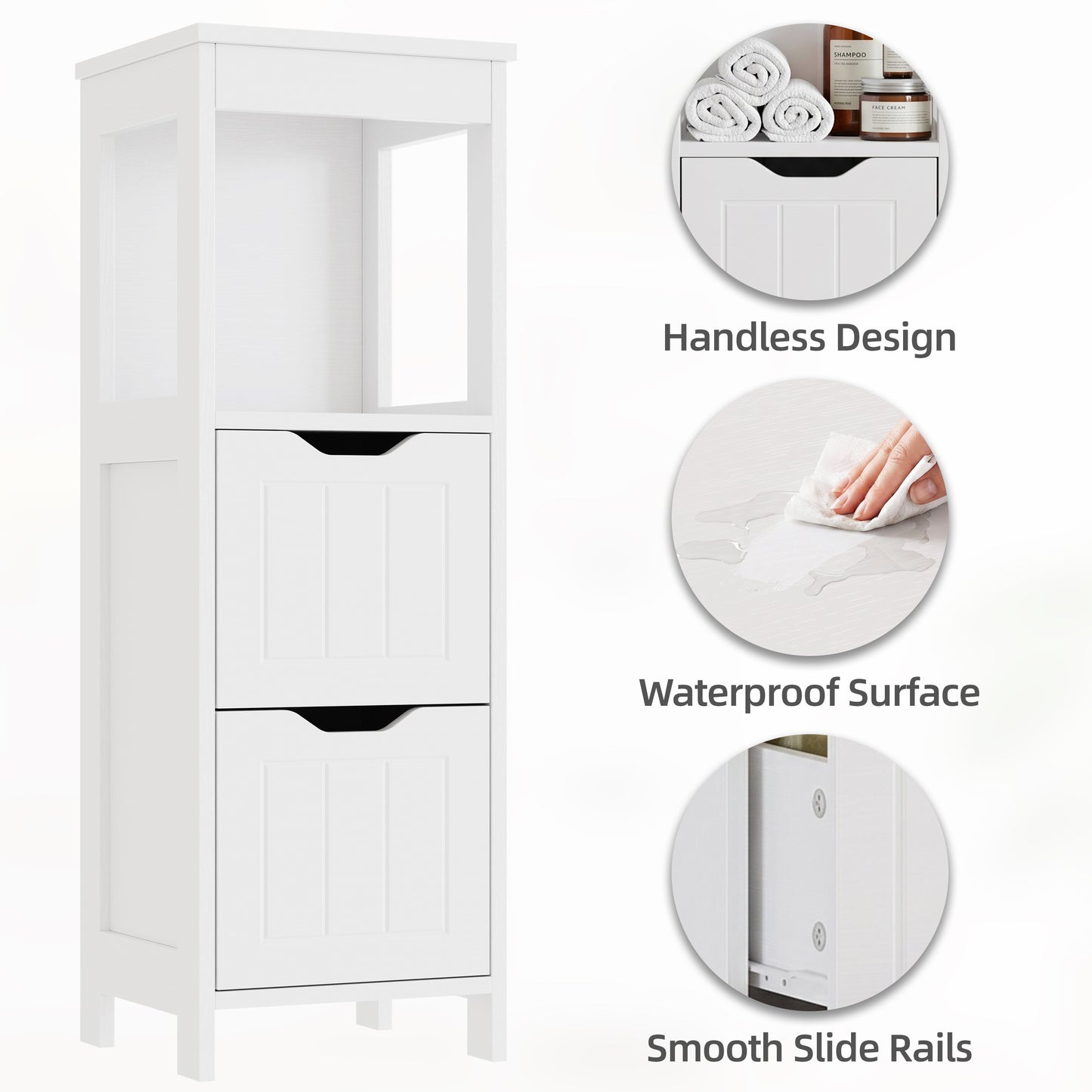 Walsunny Bathroom Storage Cabinets Floor Cabinet Organizer Freestanding Narrow Cabinet with Drawer Open Shelf for Bathroom Laundry