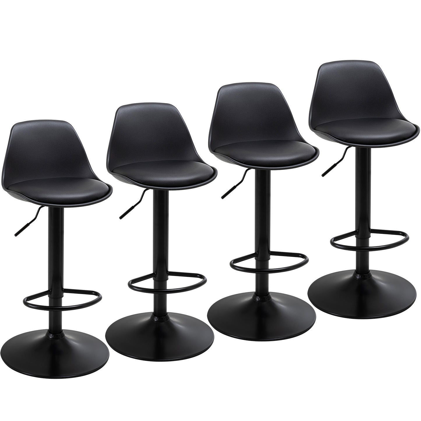 Walsunny Adjustable Bar Stools Set of 2 Counter Height Bar Chairs PU Leather Swivel Bar stools with Back for Kitchen Island Home Black
