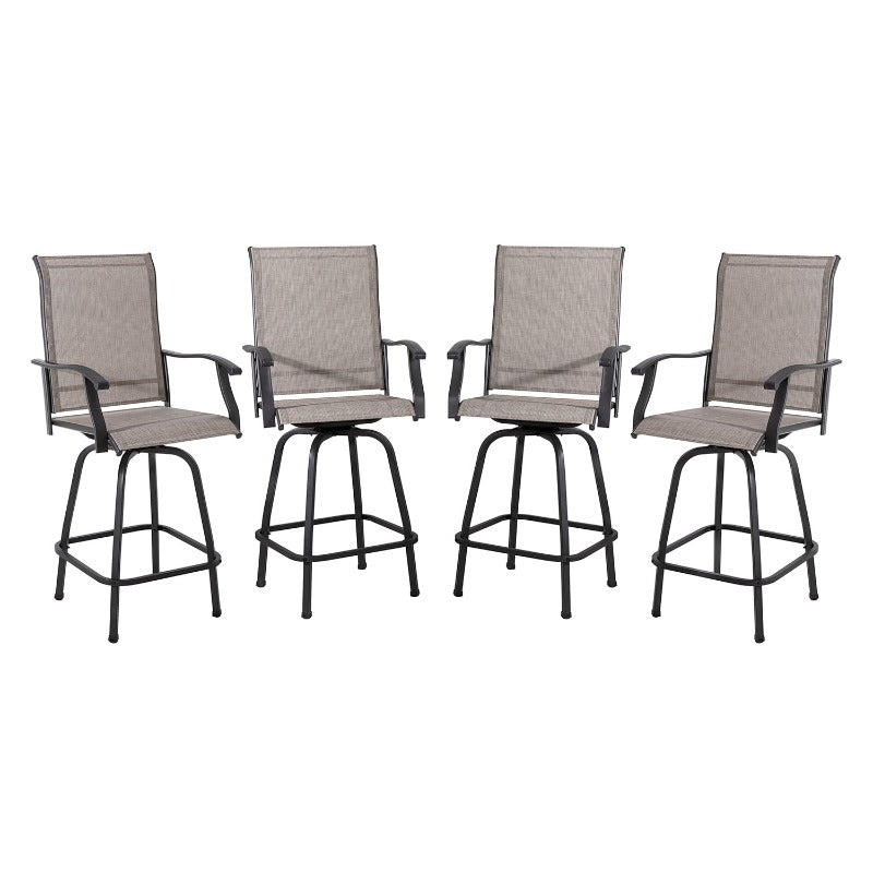 Walsunny Patio Furniture Outdoor All-Weather Texilene Swivel High Bar Stools Set