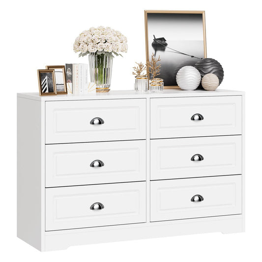 Walsunny 9 Drawer Double Dresser Black Wooden Wide Chest of Drawers with Metal Handles Storage Organizer Dresser Nursery Dresser for Living Room Hallway