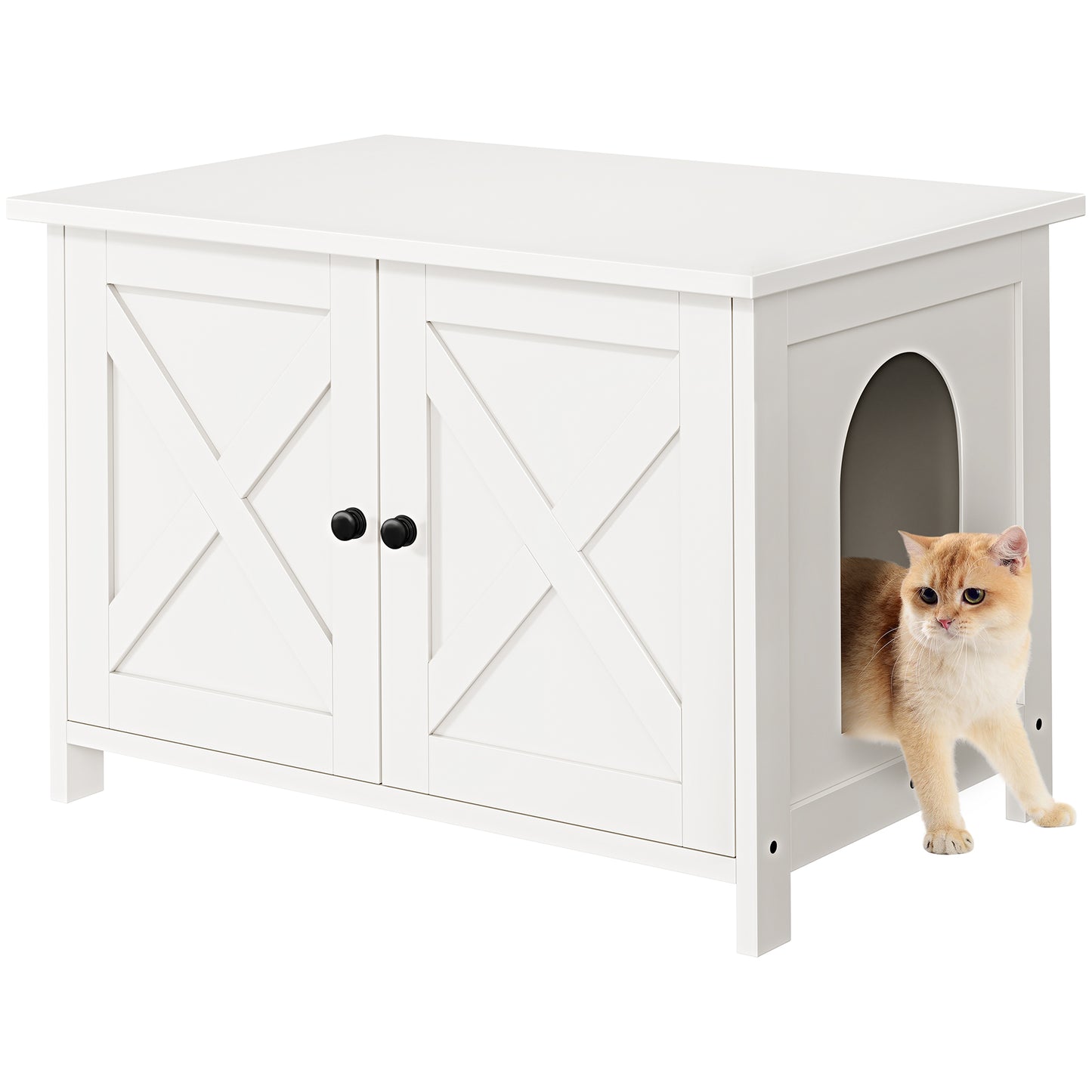 Walsunny Hidden Cat Litter Box with Double Removable doors and Divider Indoor for Living Room Brown