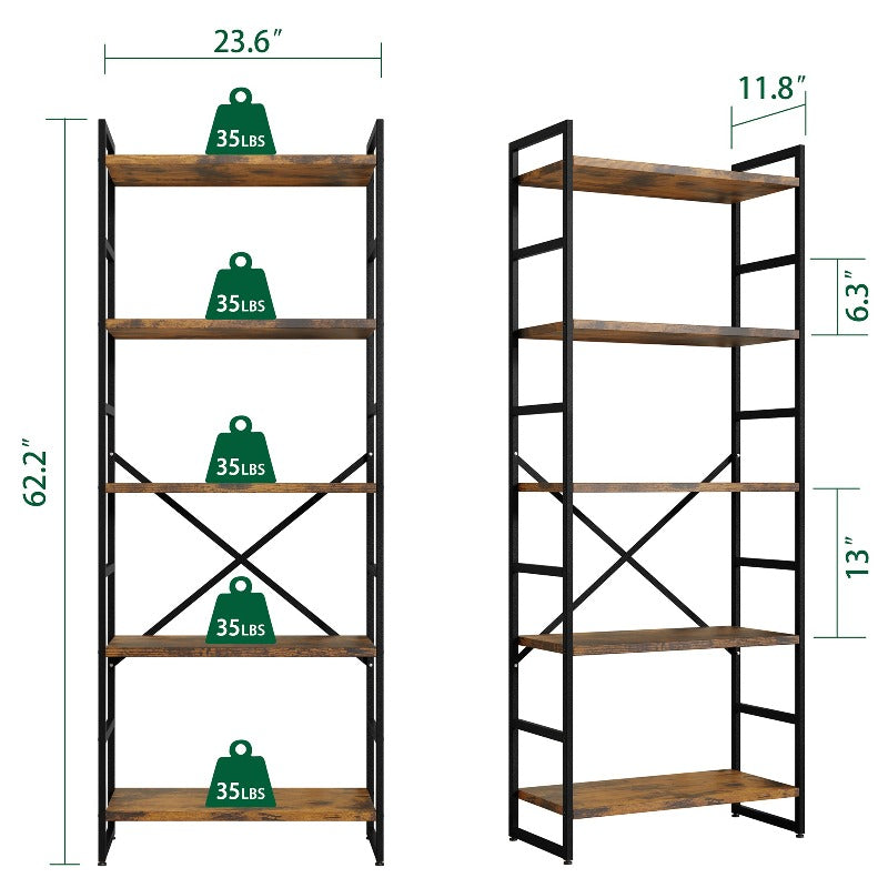 Walsunny 5-Tier Bookshelf
