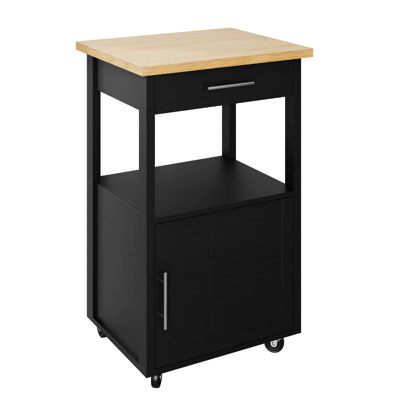 Walsunny 21.65‘’ Rolling Kitchen Island With Solid Wood Top#color_black