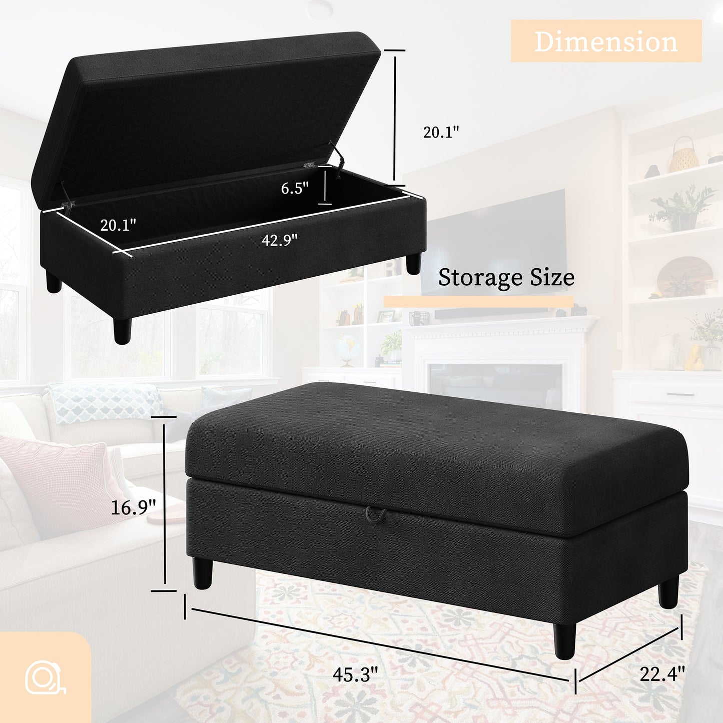 Walsunny Long Storage Ottoman