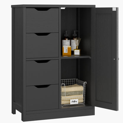 Vongrasig Bathroom Storage Cabinet withStorage,Farmhouse Freestanding PantryCabinet with 2 Drawers and Shelves, WoodenStorage Organizer for Bathroom, Living Room, Grey