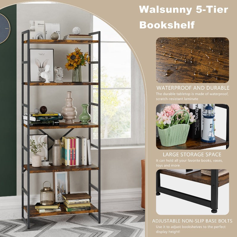 Walsunny 5-Tier Bookshelf