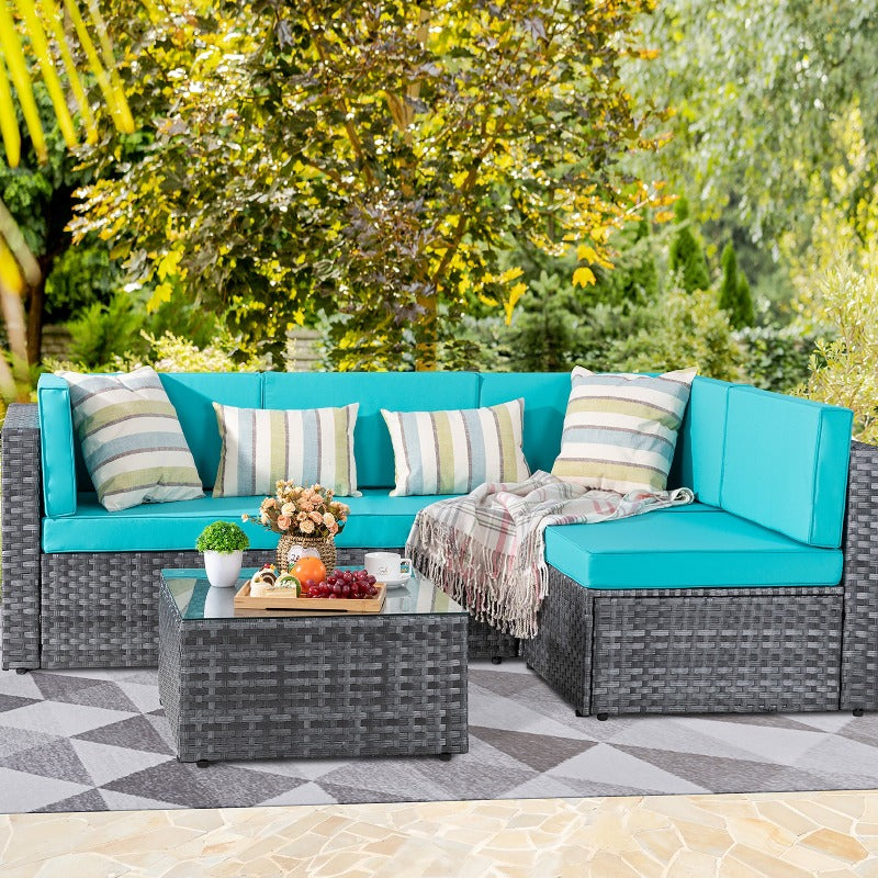 Walsunny Patio Furniture 5 Pieces Outdoor Sectional Sofas