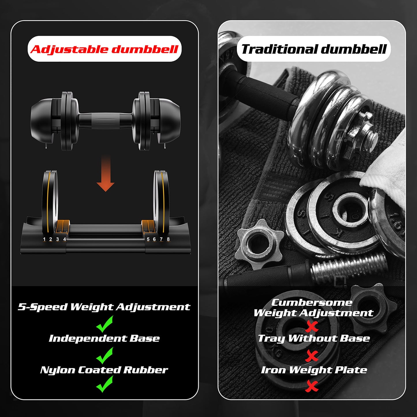 Walsunny Adjustable Dumbbell - Available in 22lb/25lb/44lb