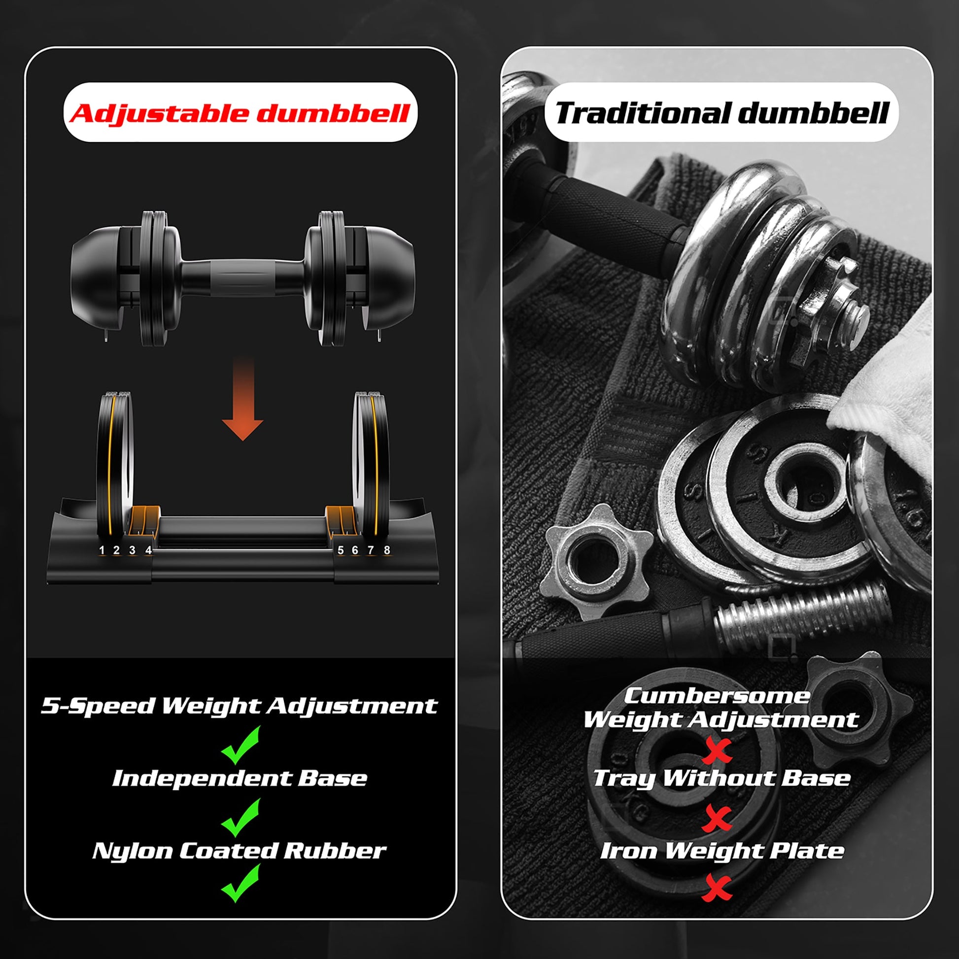 Walsunny Adjustable Dumbbell - Available in 22lb/25lb/44lb