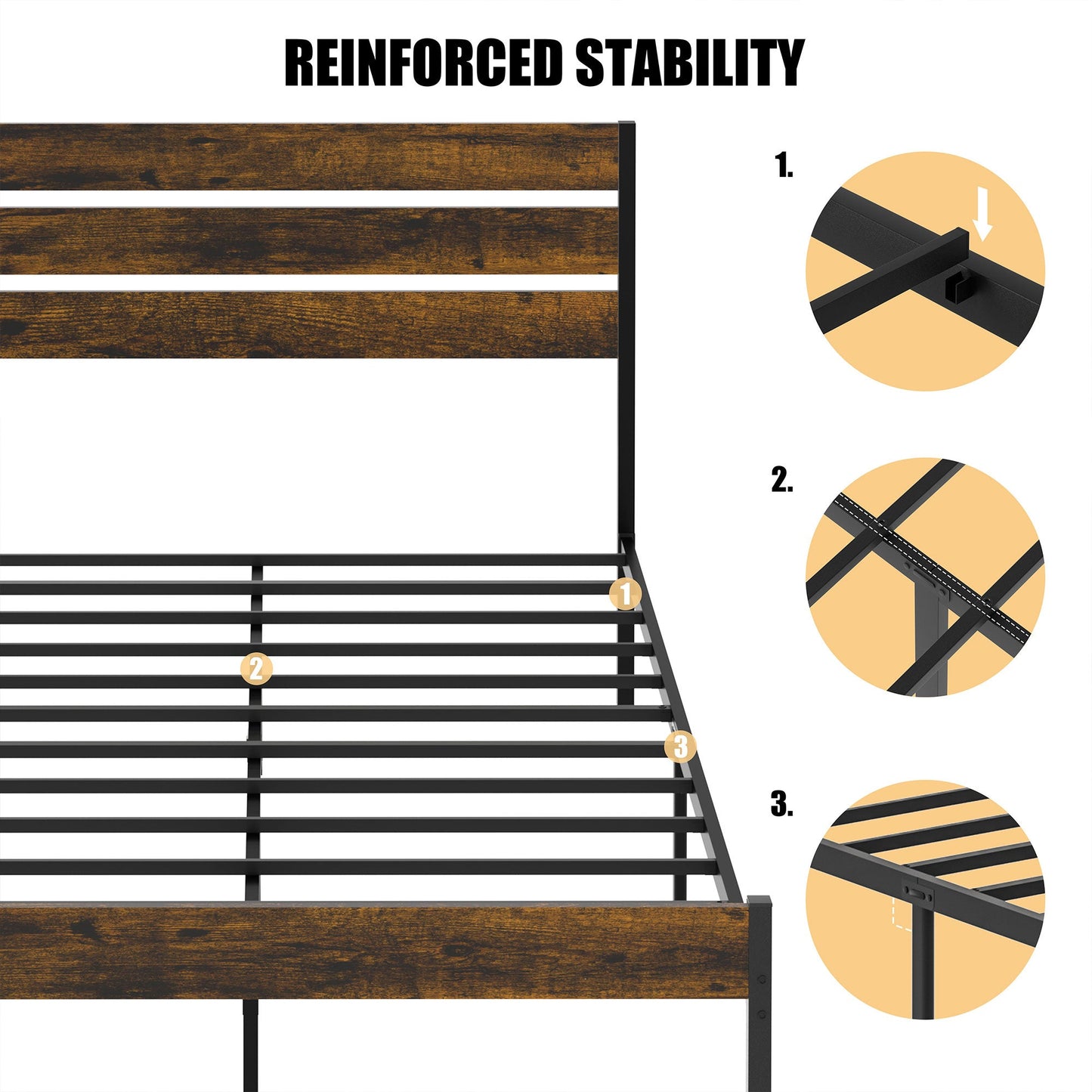 Walsunny Full Size Heavy Duty Twin Size Bed Frame with Headboard and Footboard