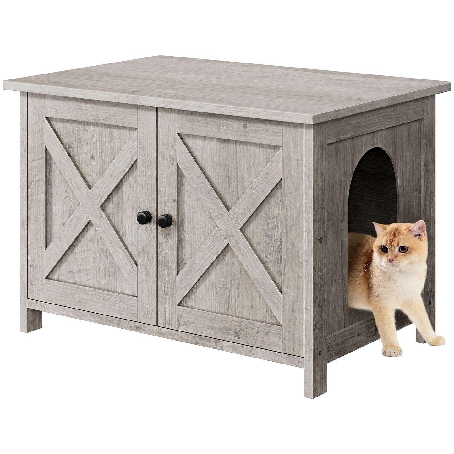 Walsunny Hidden Cat Litter Box with Double Removable doors and Divider Indoor for Living Room Brown